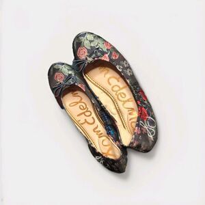 Sam Edelman 9.5M Blue Felicia Ballet Flats Floral Jacquard Satin Tapestry Look